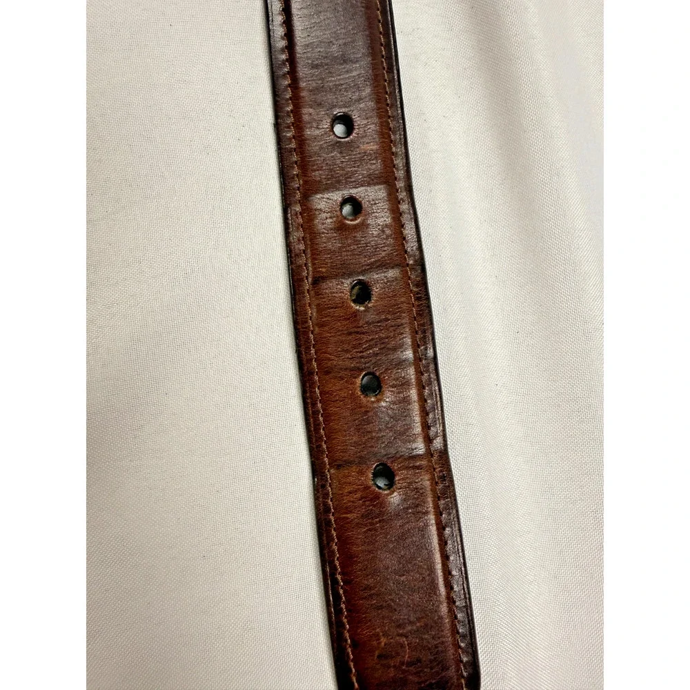 Genuine Leather Belt Brown Classic Dress Casual Dark Bronze Buckle 36